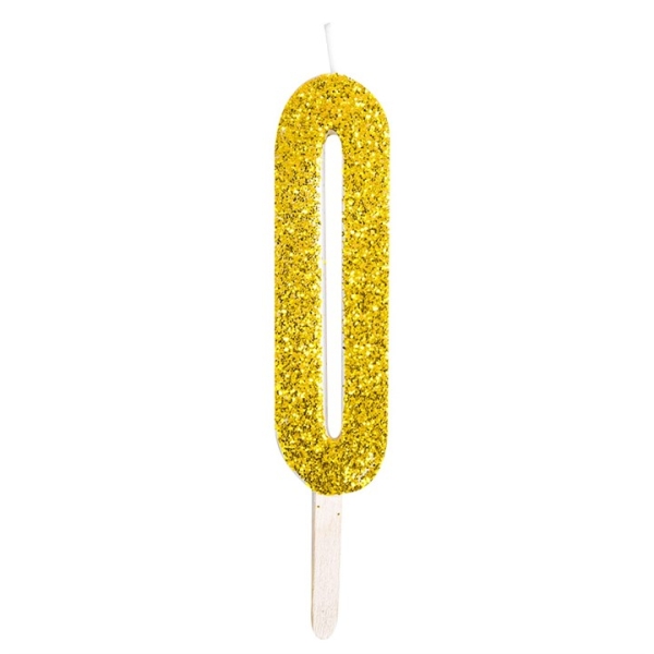 Number Candle - 0 - Glitter Gold